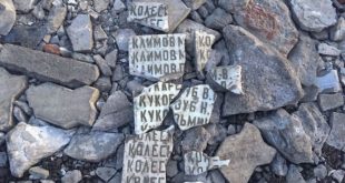 Под Омском дорожную яму засыпали обломками мемориала с именами героев ВОВ